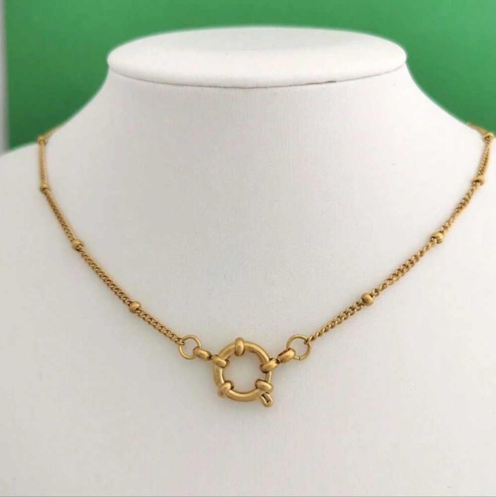 🌟🌟NEW🌟🌟 BEAUTIFUL!! O LINK Anchor Beaded Layering Necklace in GOLD